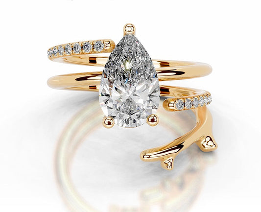 2CT Lily Layer Pear Cut Moissanite Ring