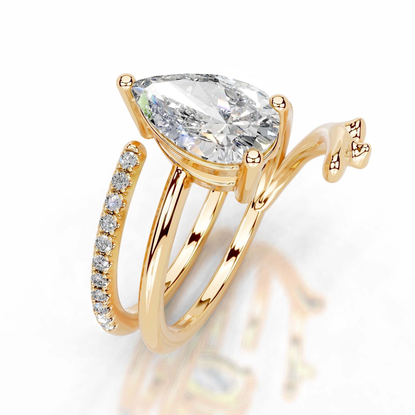 2CT Lily Layer Pear Cut Moissanite Ring