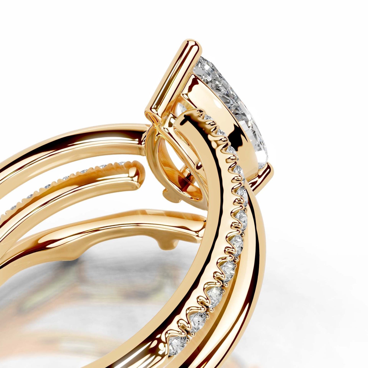 2CT Lily Layer Pear Cut Moissanite Ring
