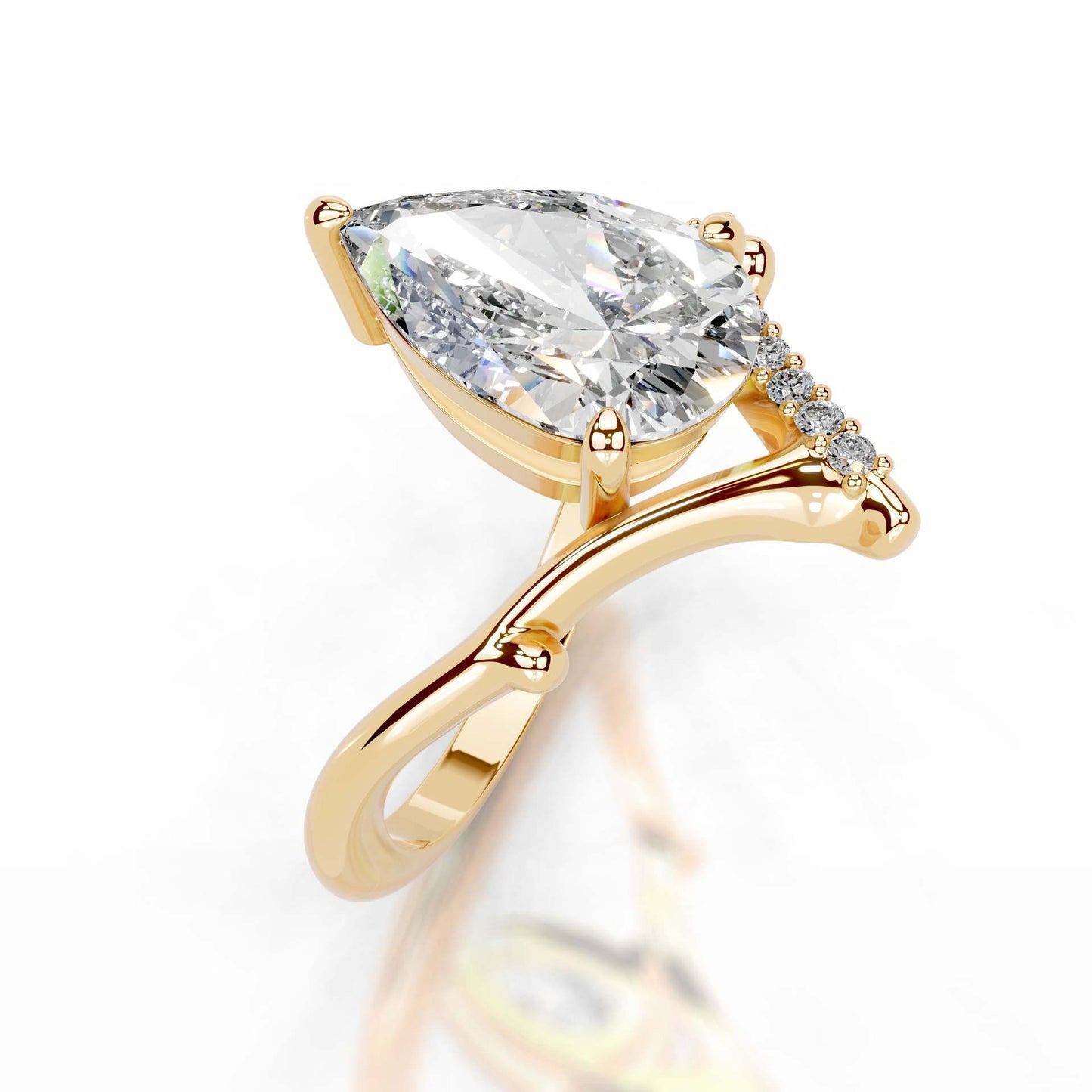 2CT Lily V Shape Pear Cut Moissanite Ring