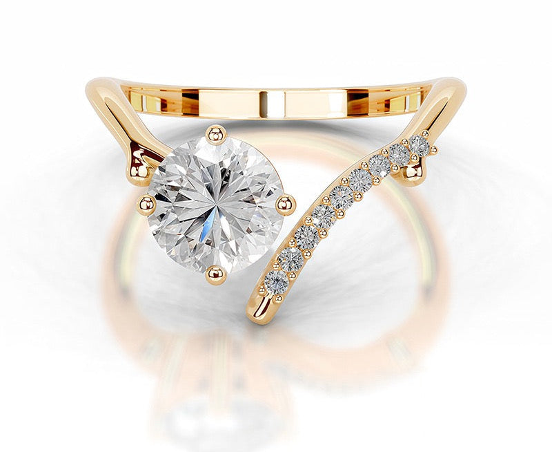 1CT Lily V Shape Round Cut Moissanite Ring