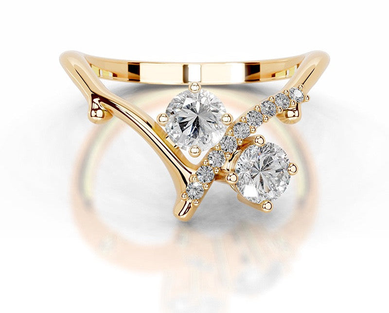 1CT Lily V Shape Round Cut Moissanite Ring