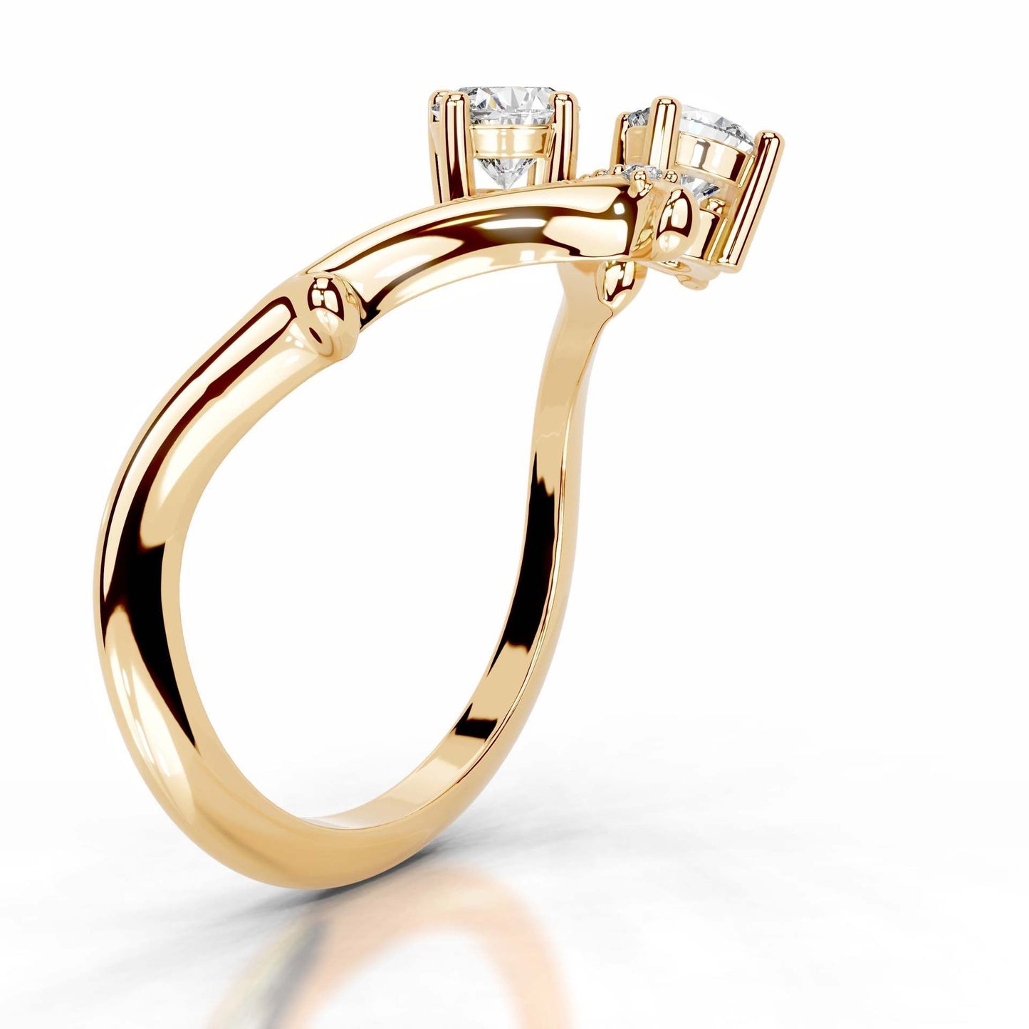1CT Lily V Shape Round Cut Moissanite Ring