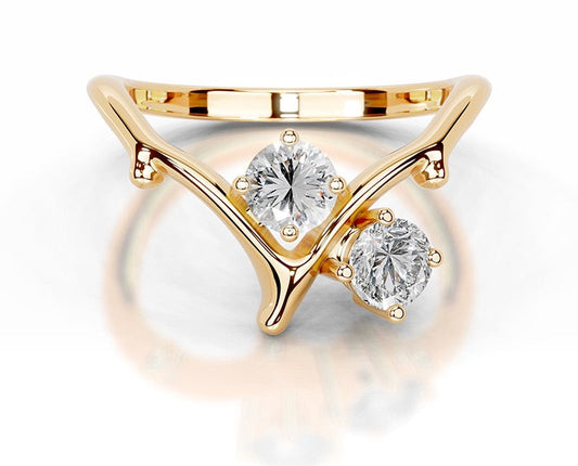 1CT Lily V Shape Round Cut Moissanite Ring