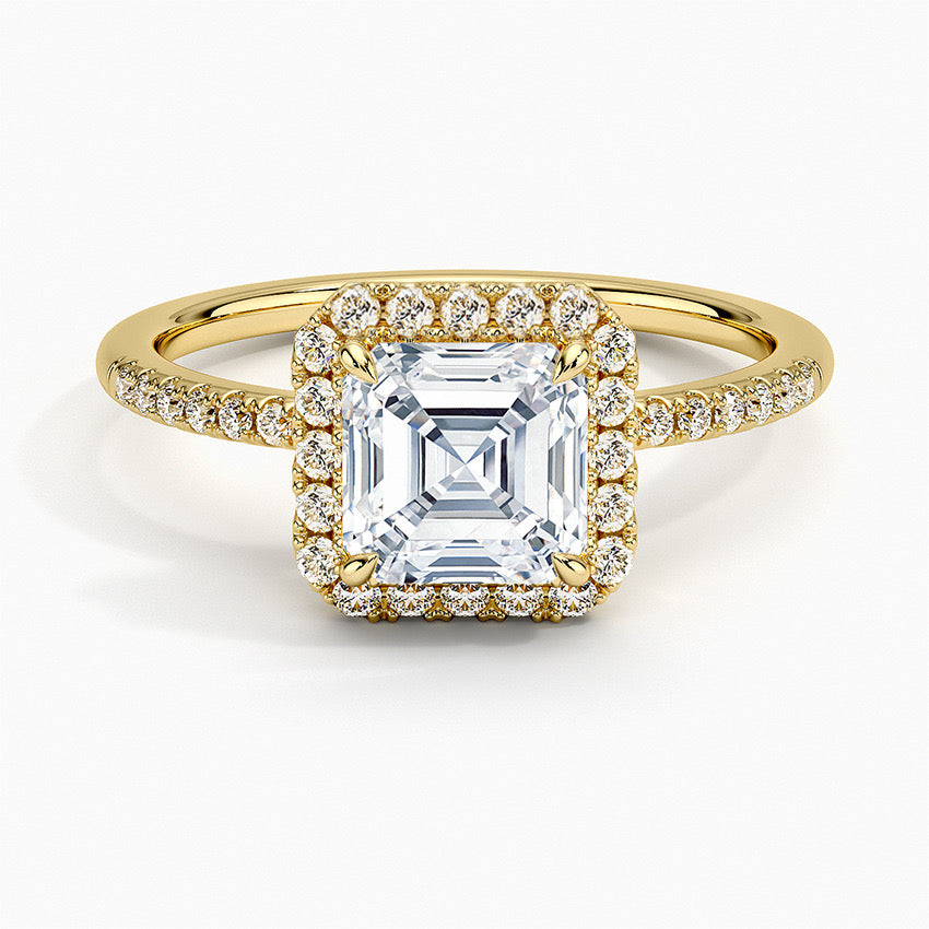 Queen Sophia -Asscher Halo Pavé
