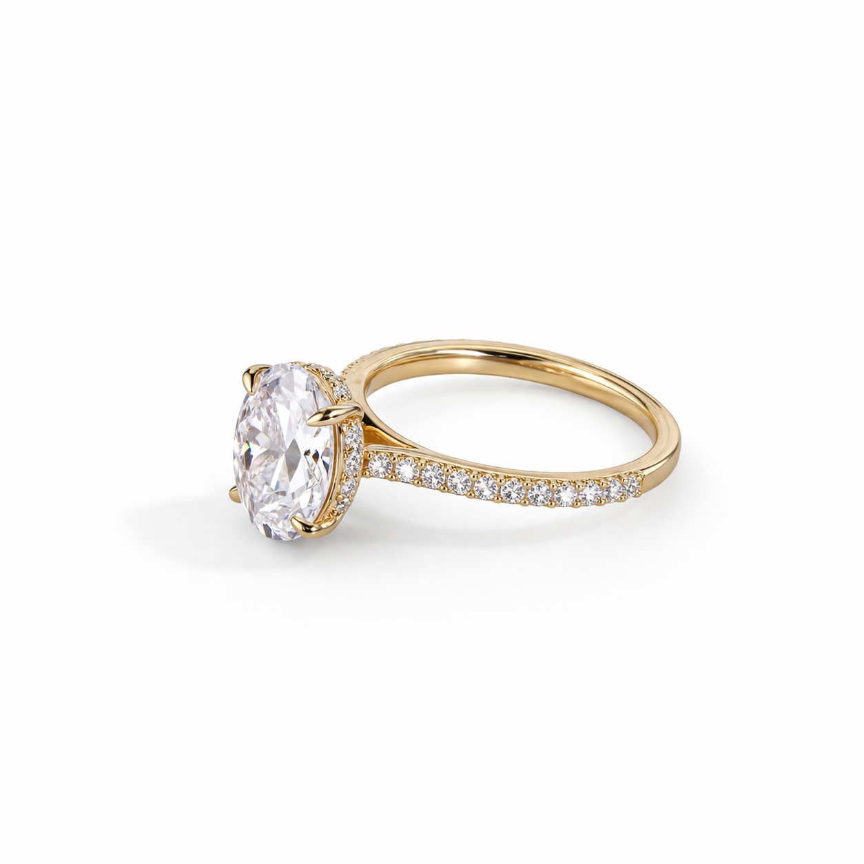 Queen Zulaikha - Oval Pavé Solitaire