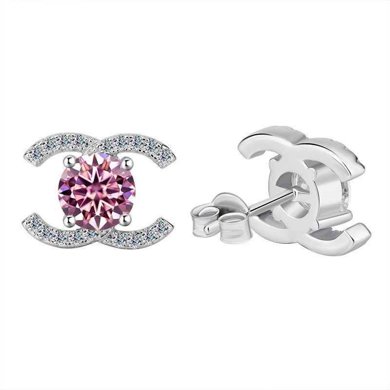Queen Chanel – Double C Moissanite Stud Earrings