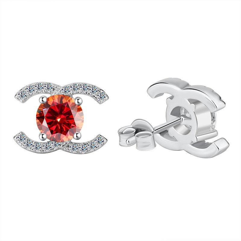 Queen Chanel – Double C Moissanite Stud Earrings