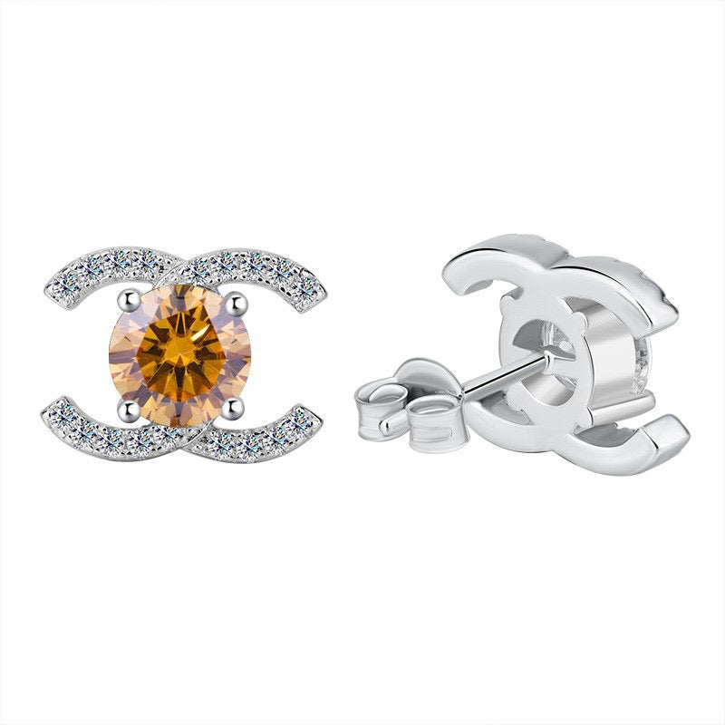 Queen Chanel – Double C Moissanite Stud Earrings