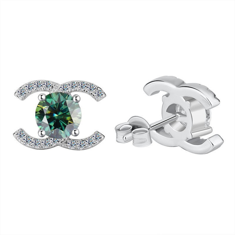 Queen Chanel – Double C Moissanite Stud Earrings