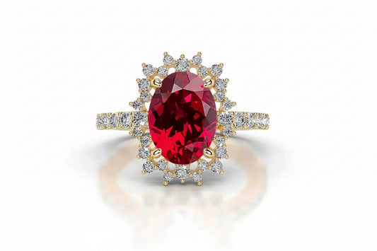 Queen Nur Ruby Oval Moissanite Rings