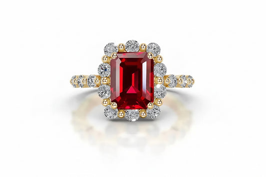 Queen Erra Ruby Emerald Moissanite Rings